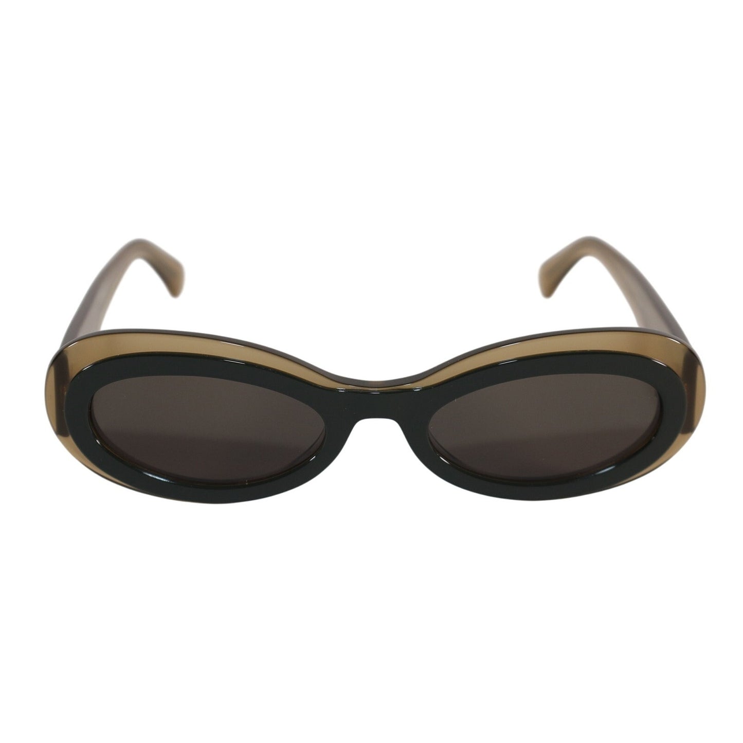 Ferragamo Narrow Oval Sunglasses - Transparent Khaki / Green / Dark Grey