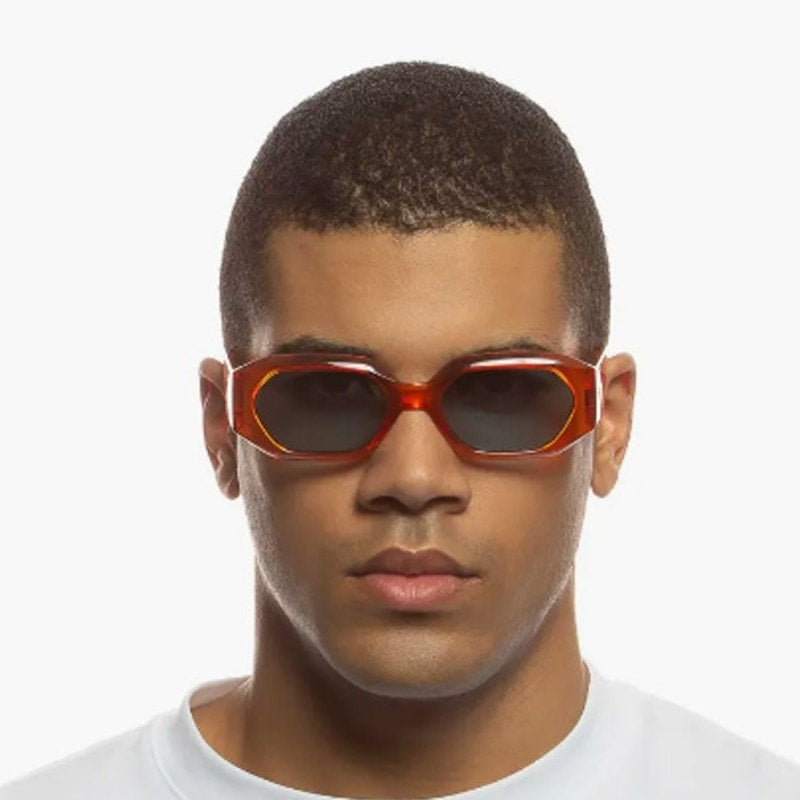 Le Specs Slaptrash Geometric Oval Sunglasses - Orange Soda / Aqua Blue