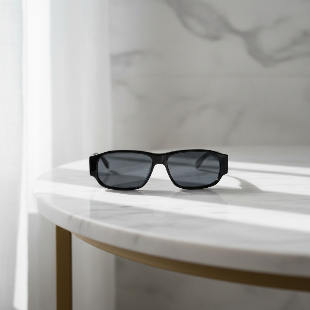 Salvatore Ferragamo Narrow Rectangle Mens Sunglasses - Black/Dark Grey