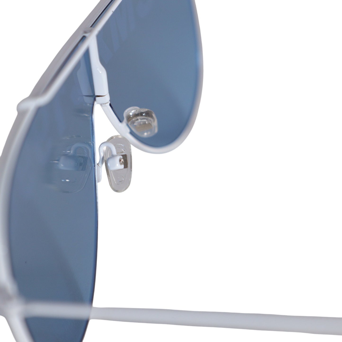 Steve Madden MAXWELL Shield Aviator Sunglasses-White Metal Frame/Blue Mirror