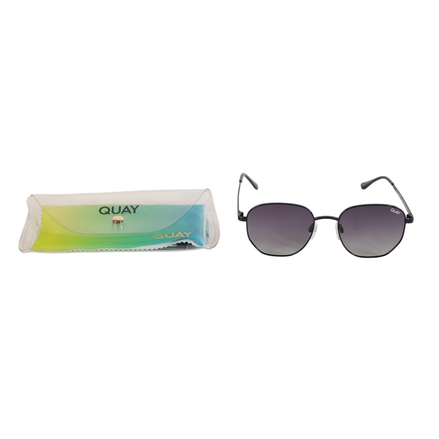 Quay Australia BIG TIME Round Polarized Sunglasses - Black / Smoke