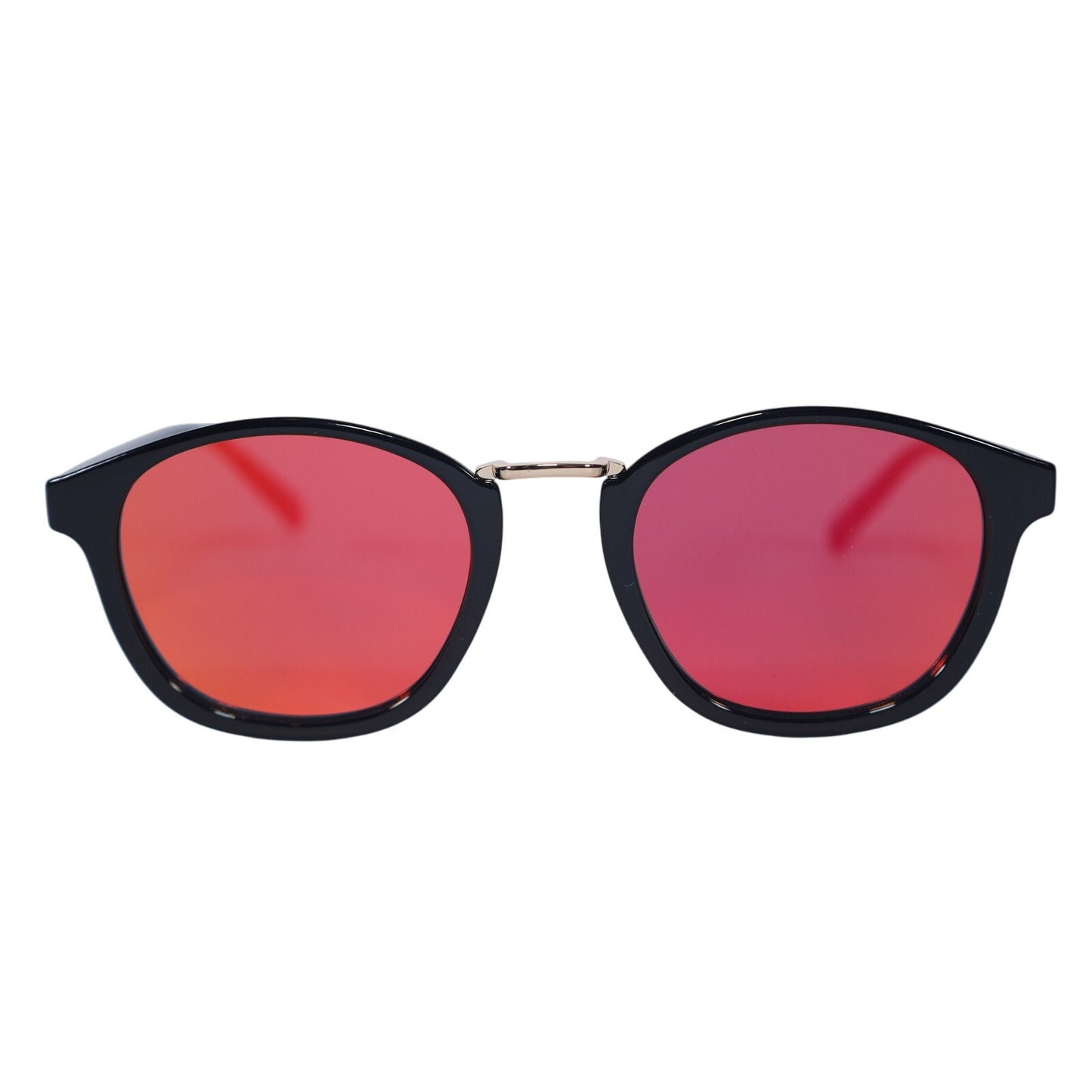 Le Specs Oblivion Round Mirror Sunglasses - Black / Fire Mirror