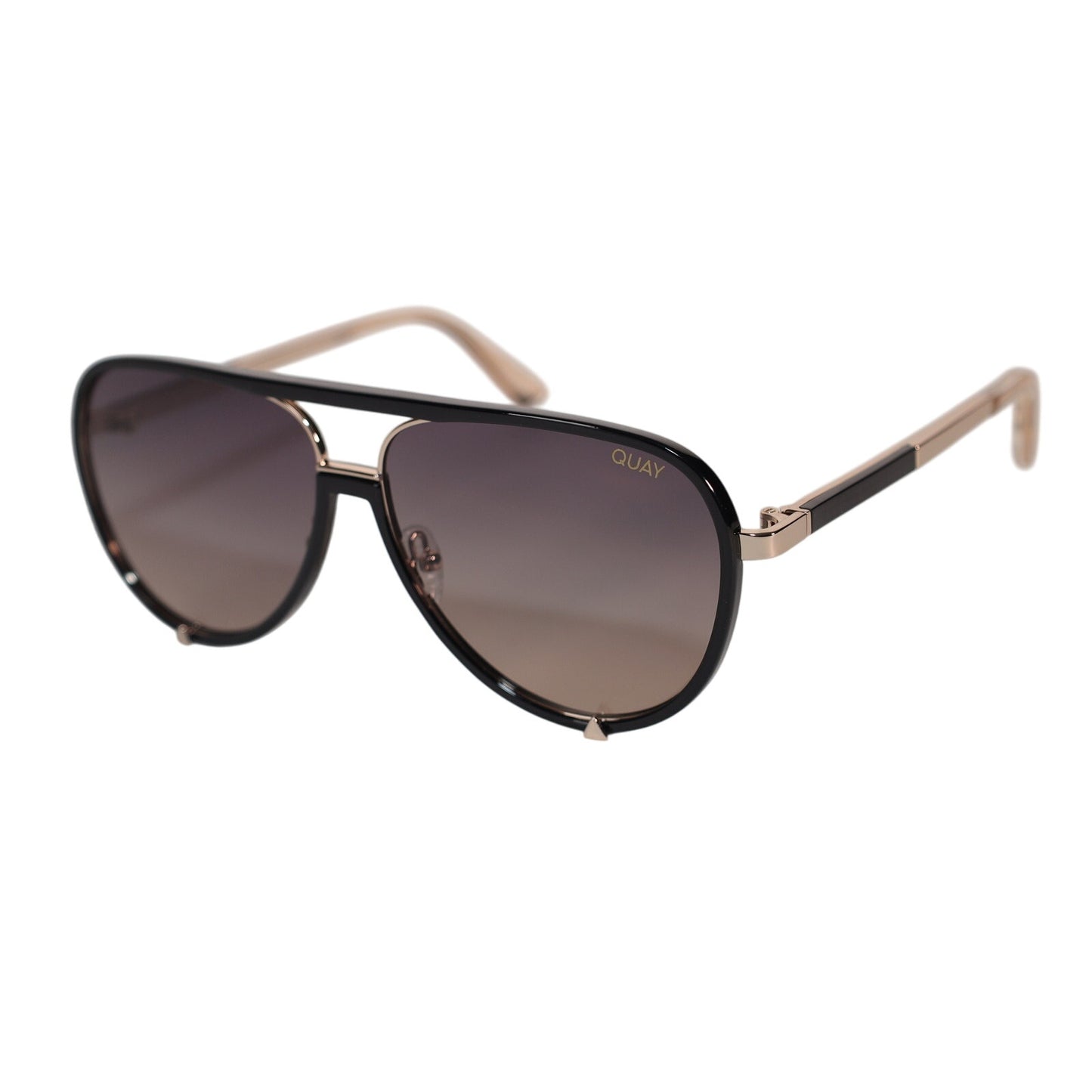 Quay Australia HIGH PROFILE Polarized Sunglasses - Black Gold / Smoke Taupe