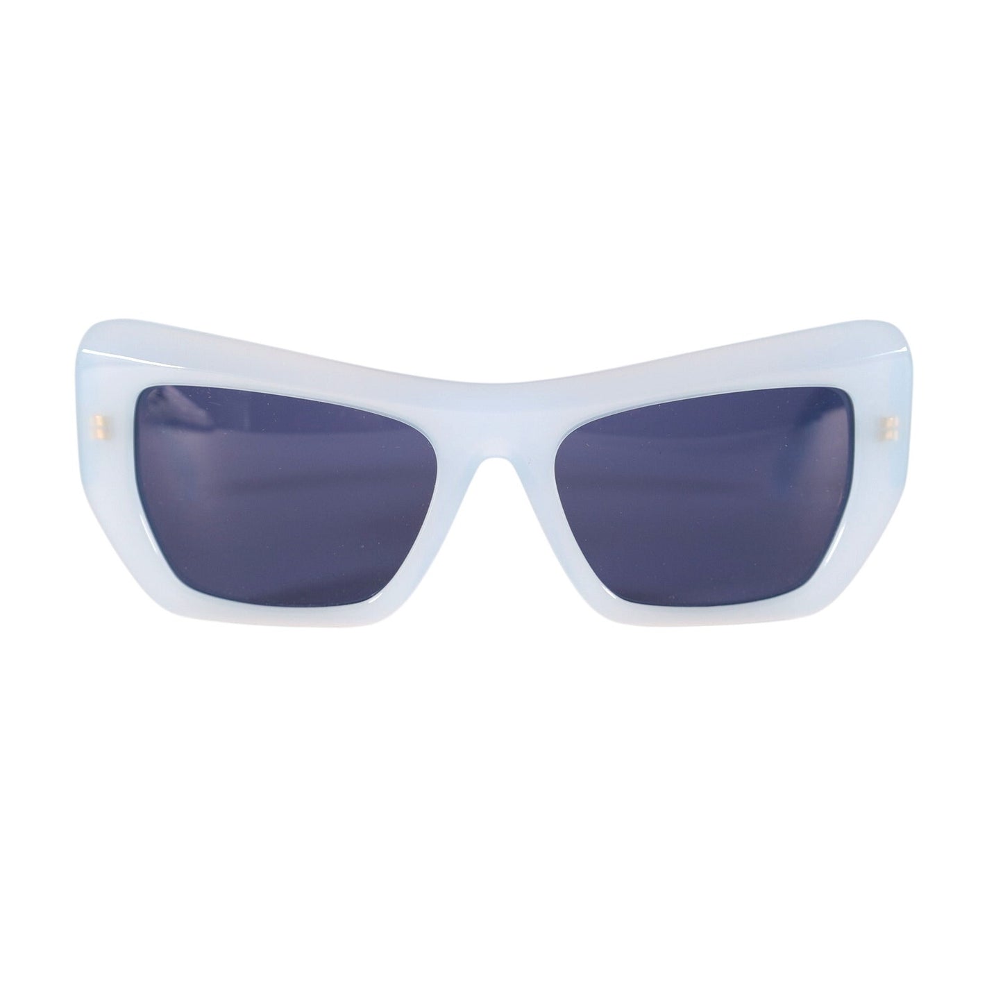 MCM Wraparound Rectangle Sunglasses - Shiny Light Blue / Smoke