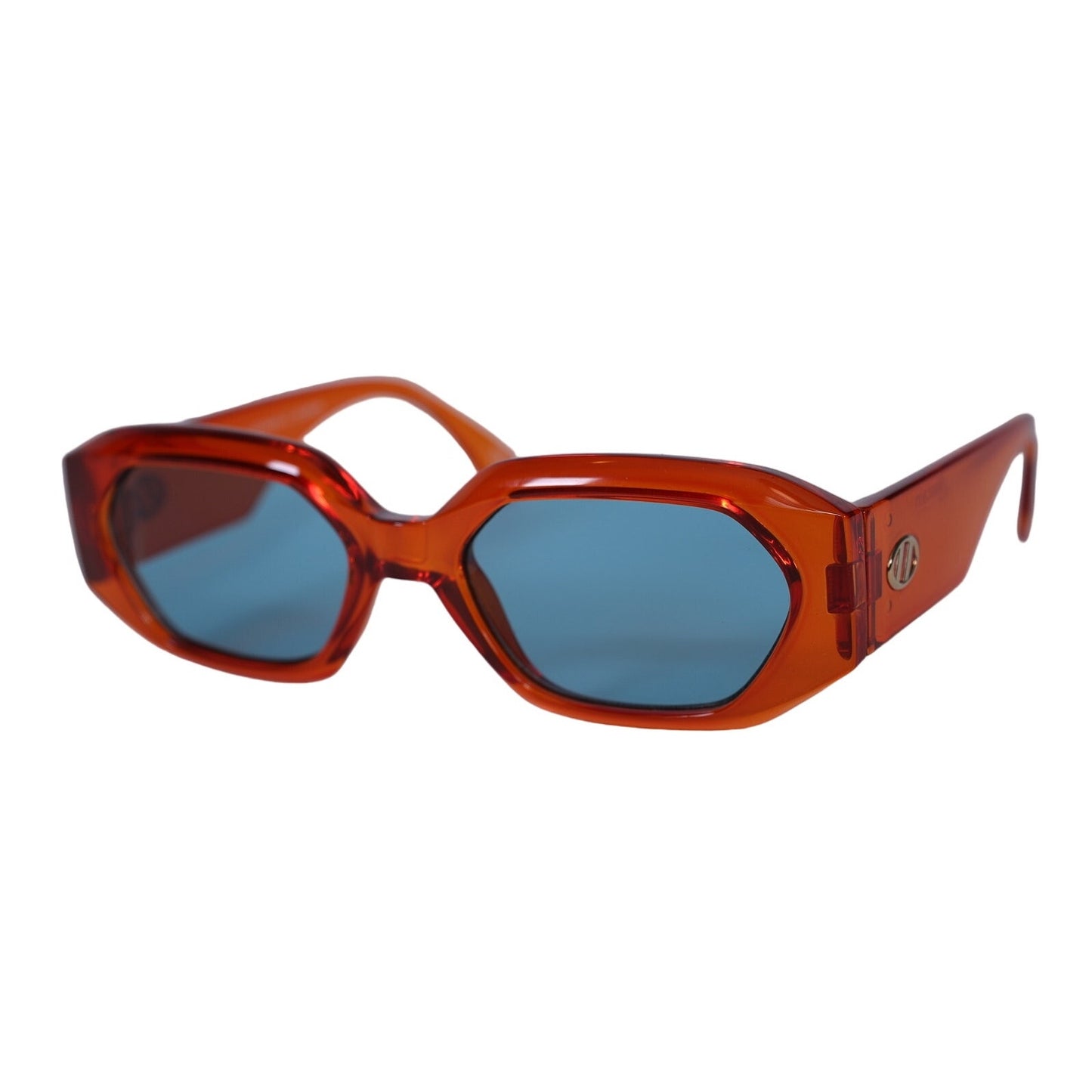 Le Specs Slaptrash Geometric Oval Sunglasses - Orange Soda / Aqua Blue