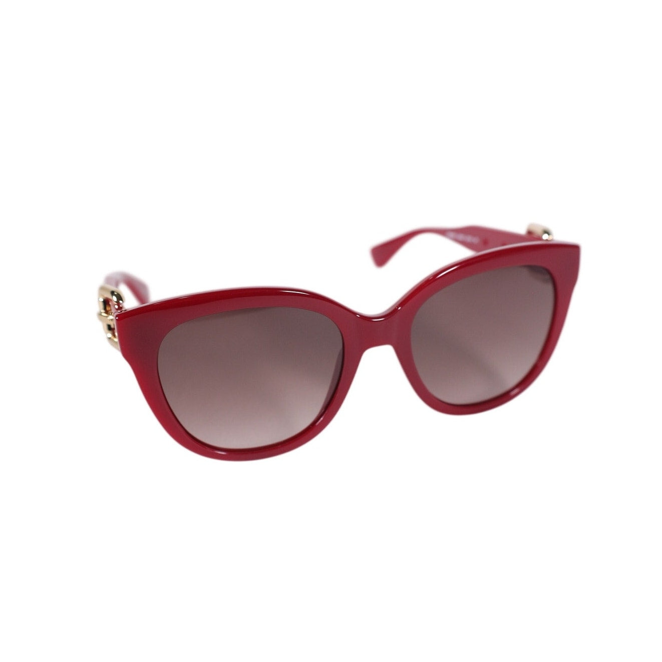 Moschino Cat Eye Sunglasses w/ Gold Buckle Accent Arms – Red / Brown Gradient