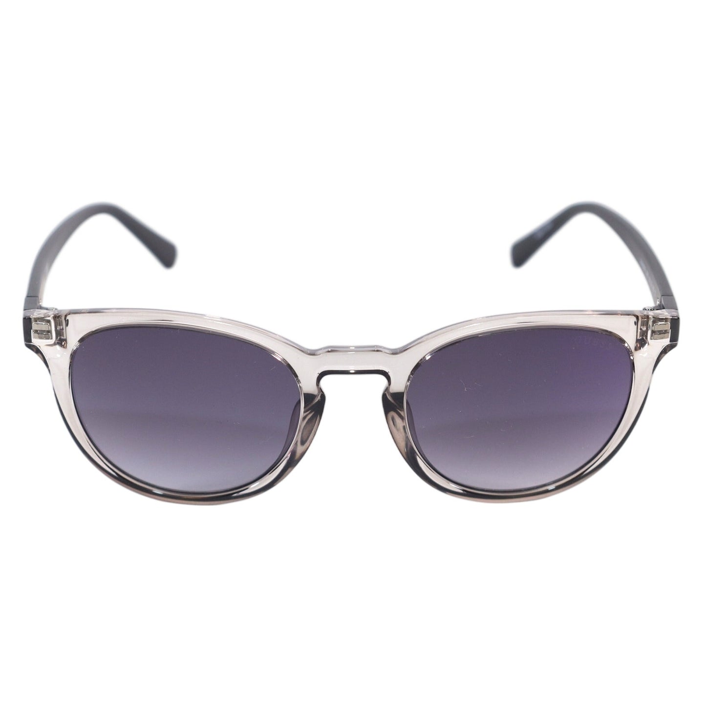 GUESS Round Sunglasses – Transparent Grey / Grey Gradient – Matte Black Arms