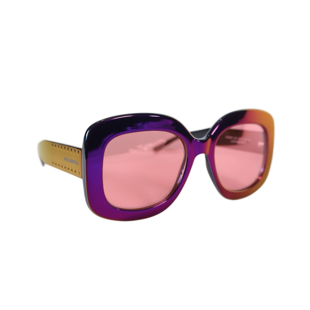 Karl Lagerfeld Oversized Square Sunglasses – Iridescent Wine Mirror