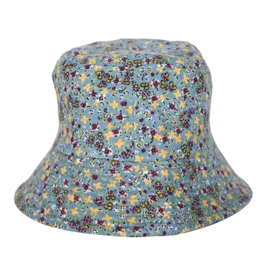 Melrose and Market Corduroy Bucket Hat - One Size - Blue / Green Floral