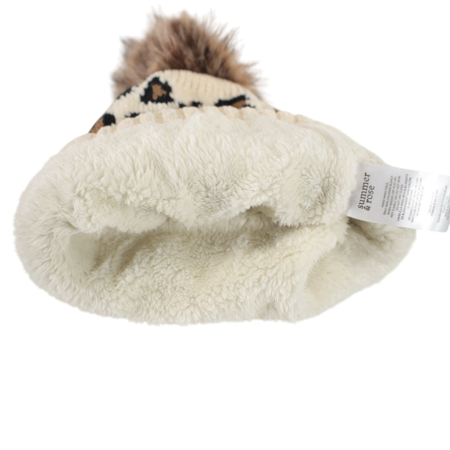 Summer & Rose Chenille Leopard Print Beanie with 3 Changeable Poms
