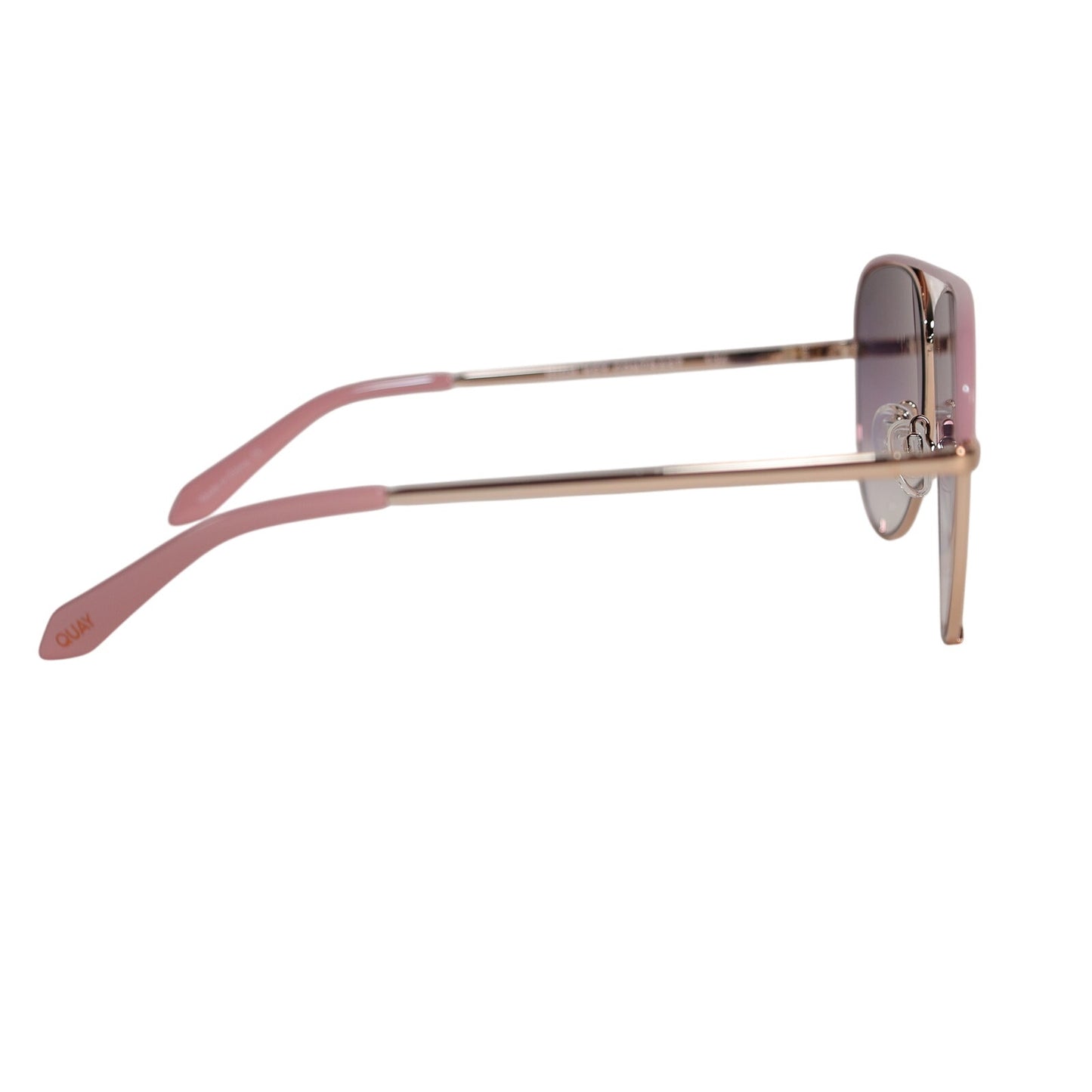 Quay Australia HIGH KEY CONTRAST Aviator Sunglasses - Rose Gold / Black Fade