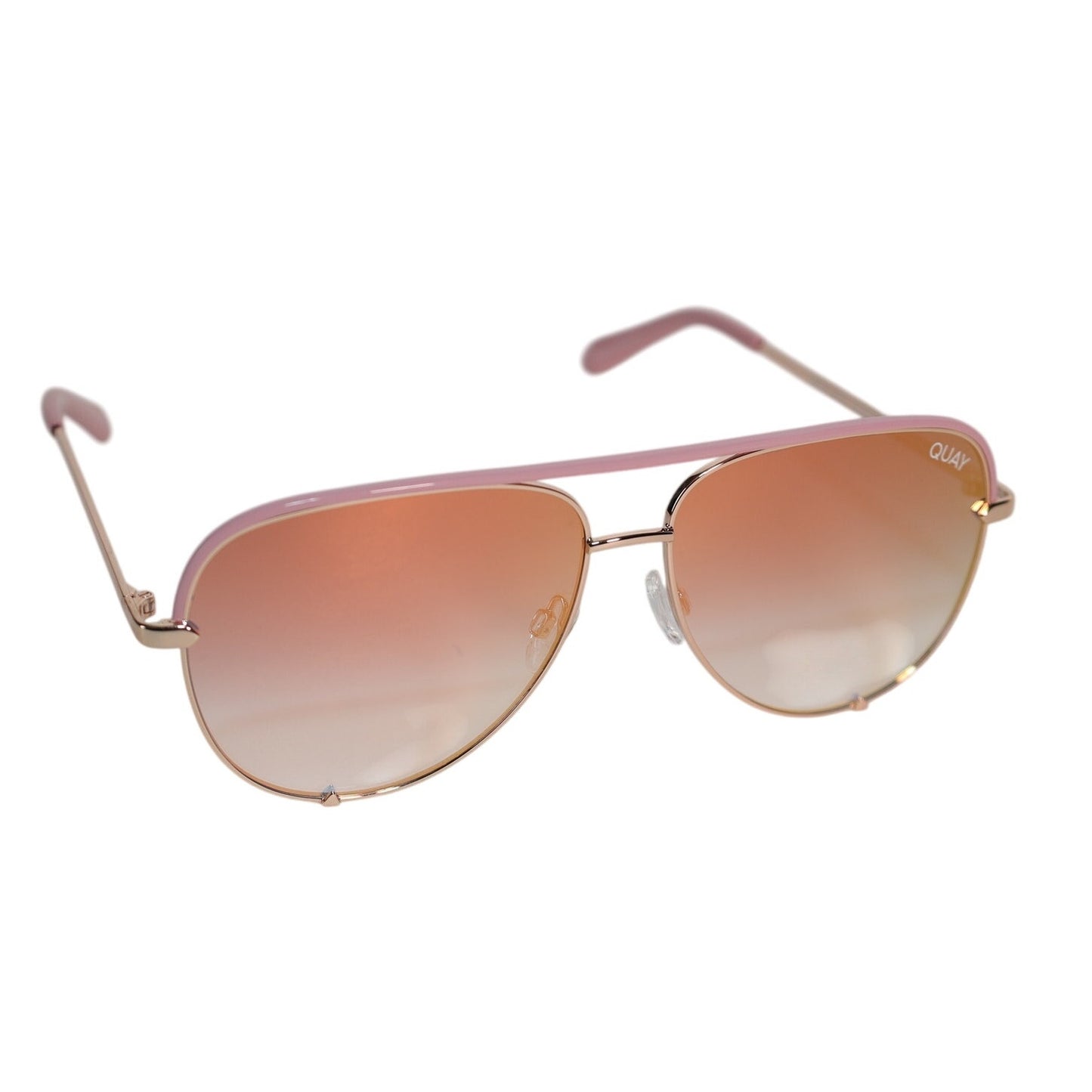 Quay Australia HIGH KEY CONTRAST Aviator Sunglasses - Rose Gold / Black Fade