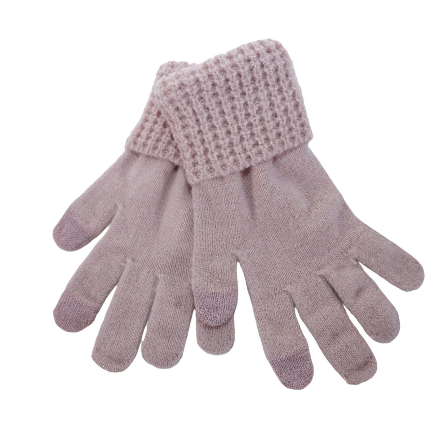 Style & Co Womens Knit Winter Gloves - One Size - Glitter Blush