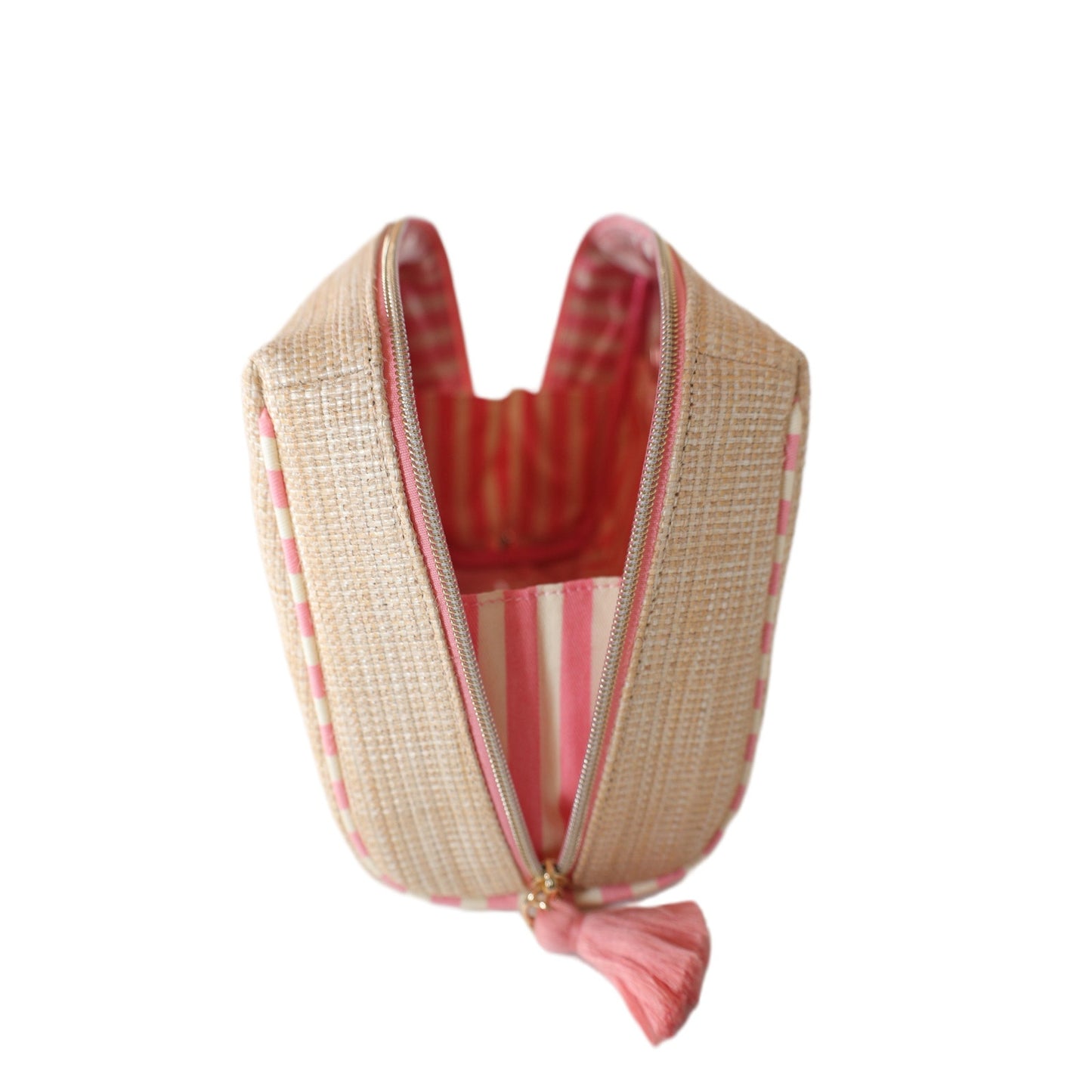 Spartina 449 Boho Large Faux Straw Cosmetic Pouch – Palm Tree – NWT