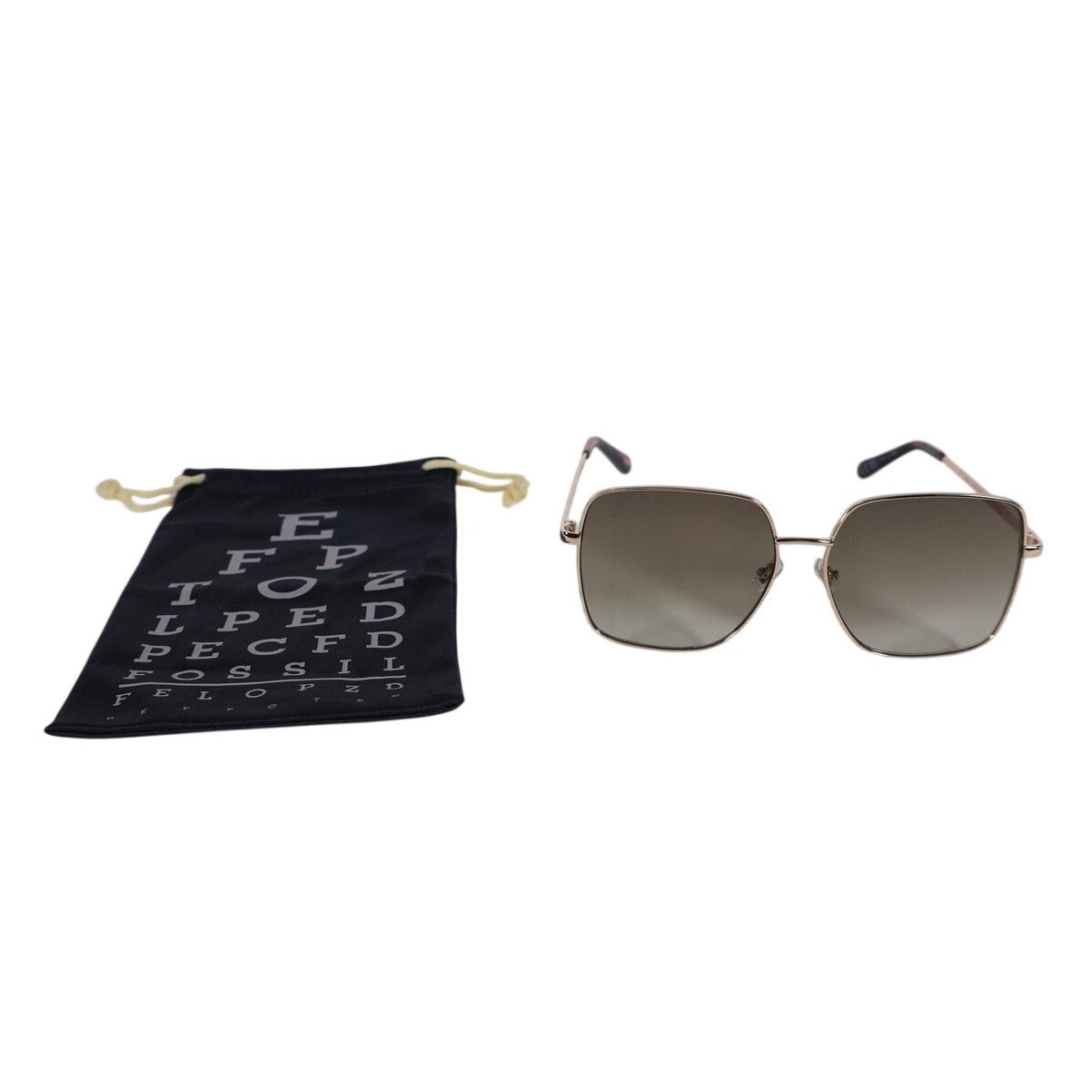Fossil Oversized Square Metal Women's Sunglasses - Gold / Green Gradient
