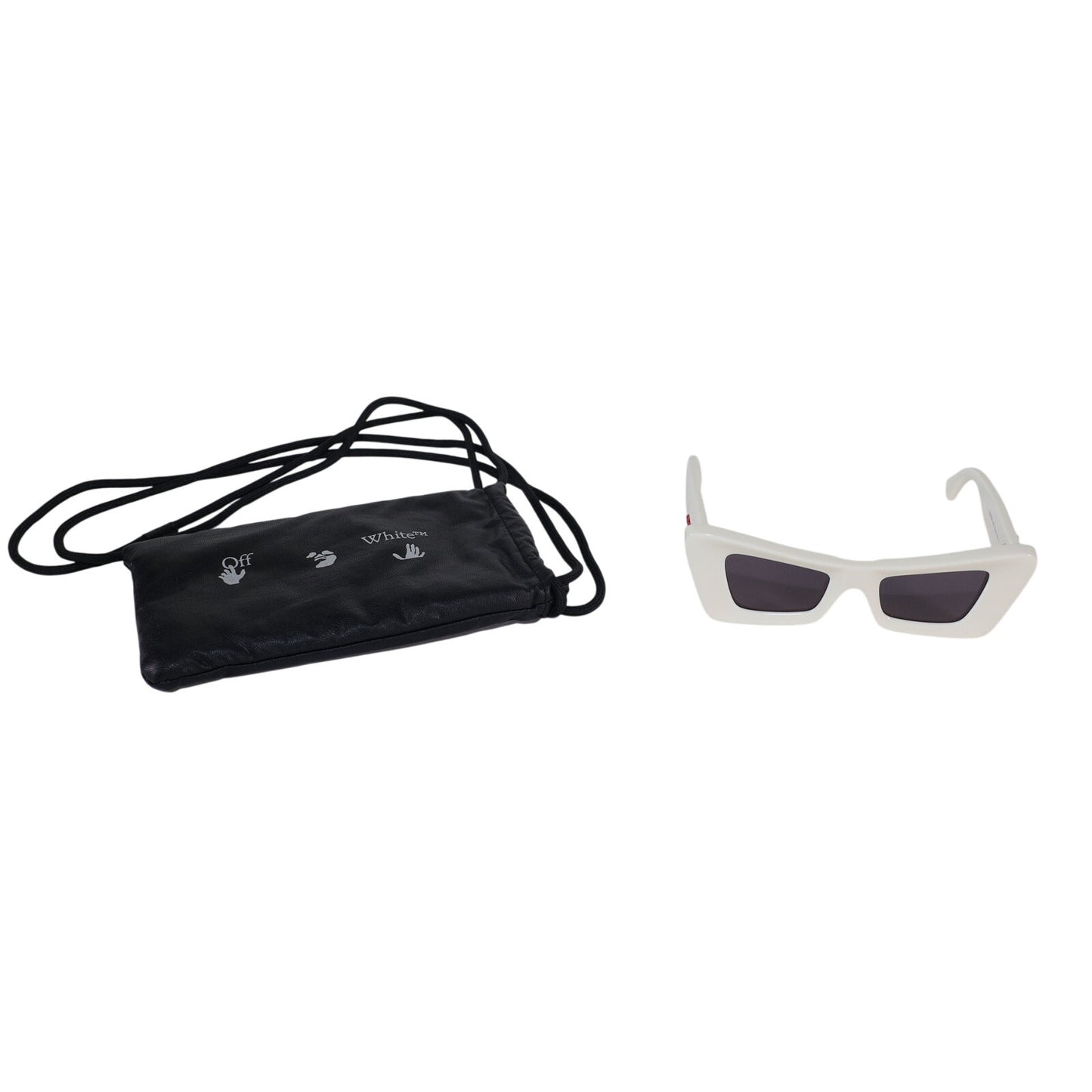 Off-White Narrow Geometric Rectangle Butterfly Sunglasses - White/Grey