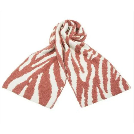Marcus Adler Zebra Print Winter Scarf - Dusty Rose / Cream