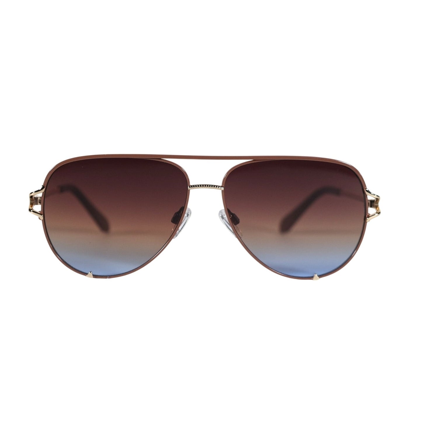 Quay Australia High Key Twist Aviator Sunglasses - Doe / Brown-Blue