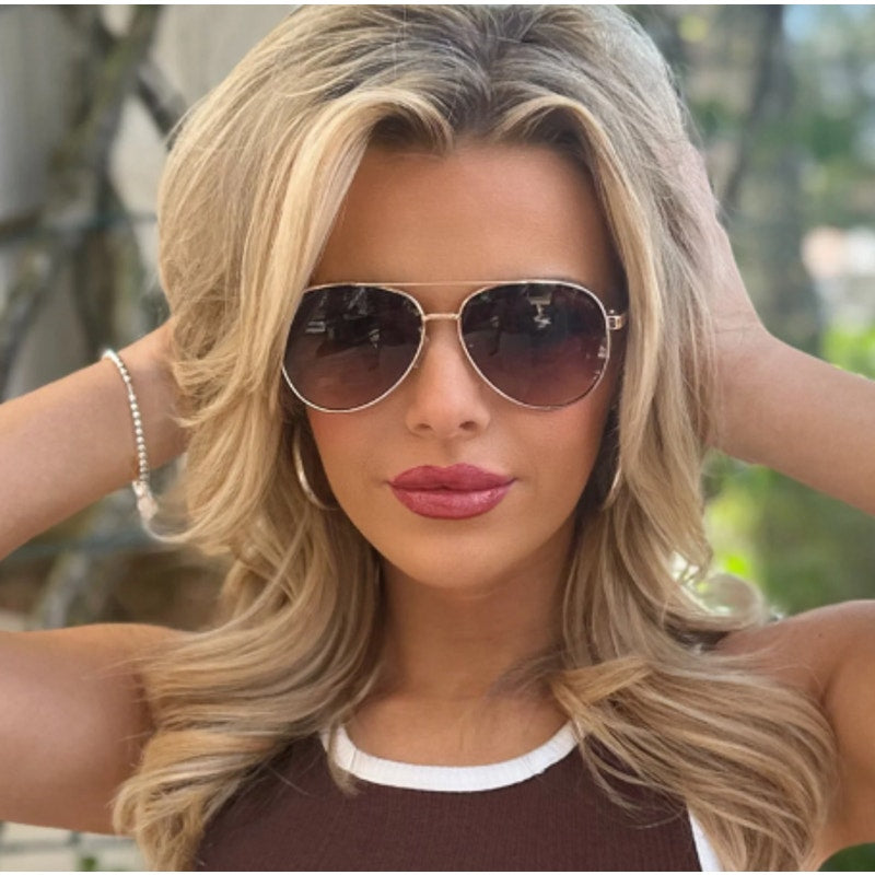 Velvet Eyewear BONNIE Aviator Sunglasses - Gold-Tortoise / Brown Gradient