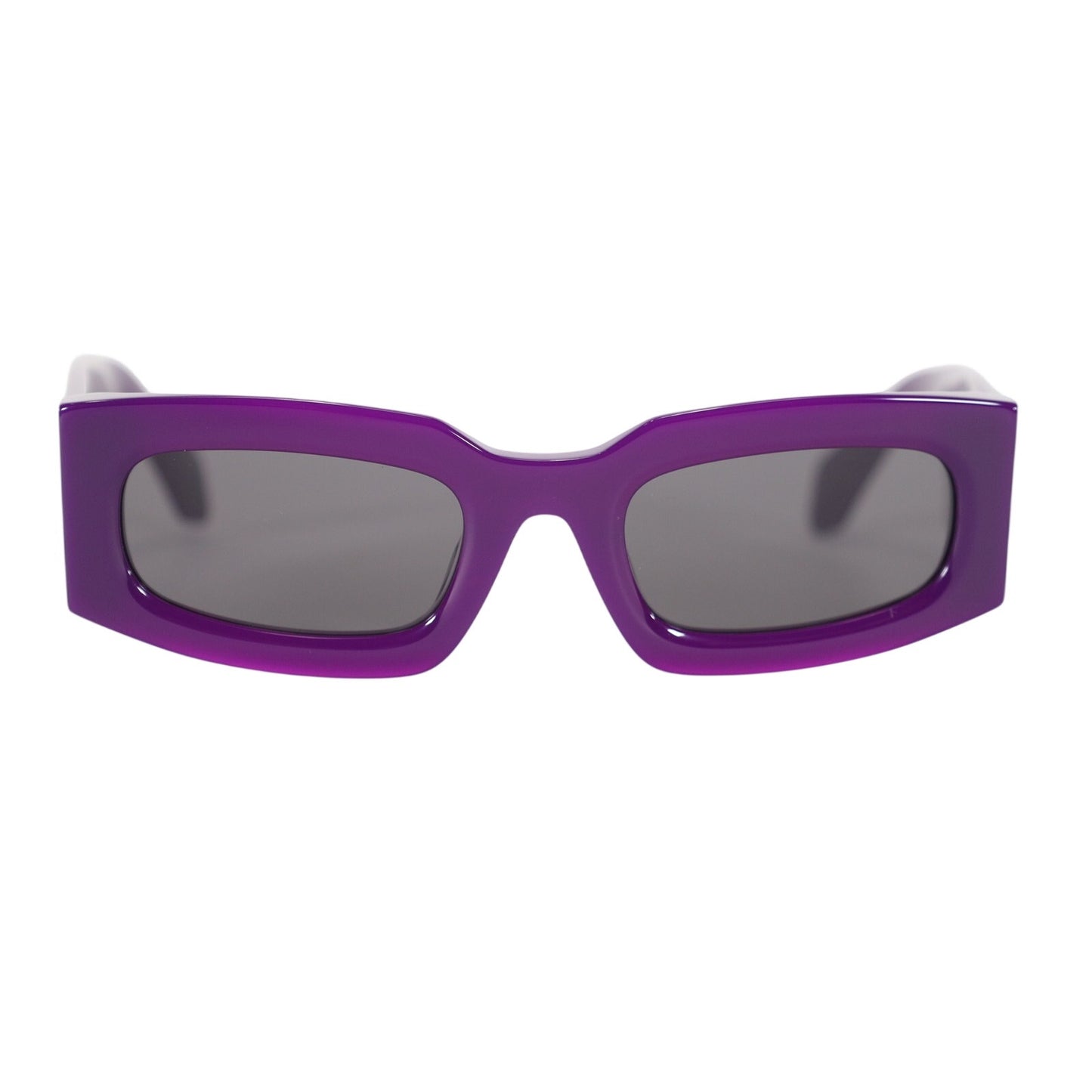 Off-White CARY Narrow Rectangle Sunglasses – Shiny Purple / Dark Gray