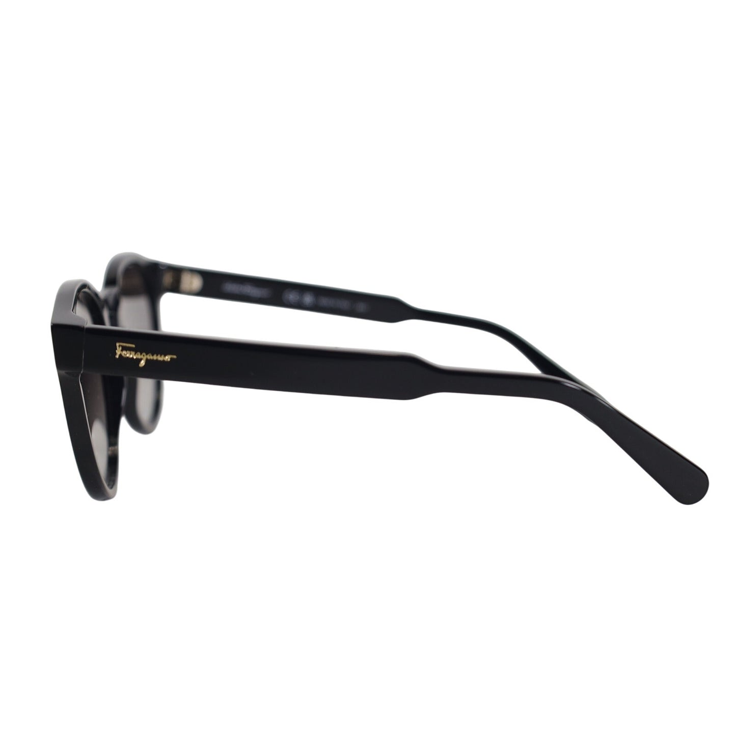 Salvatore Ferragamo Round Sunglasses - Shiny Black