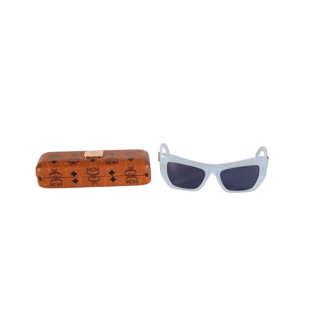 MCM Rectangle Cat Eye Sunglasses - Shiny Light Blue / Smoke