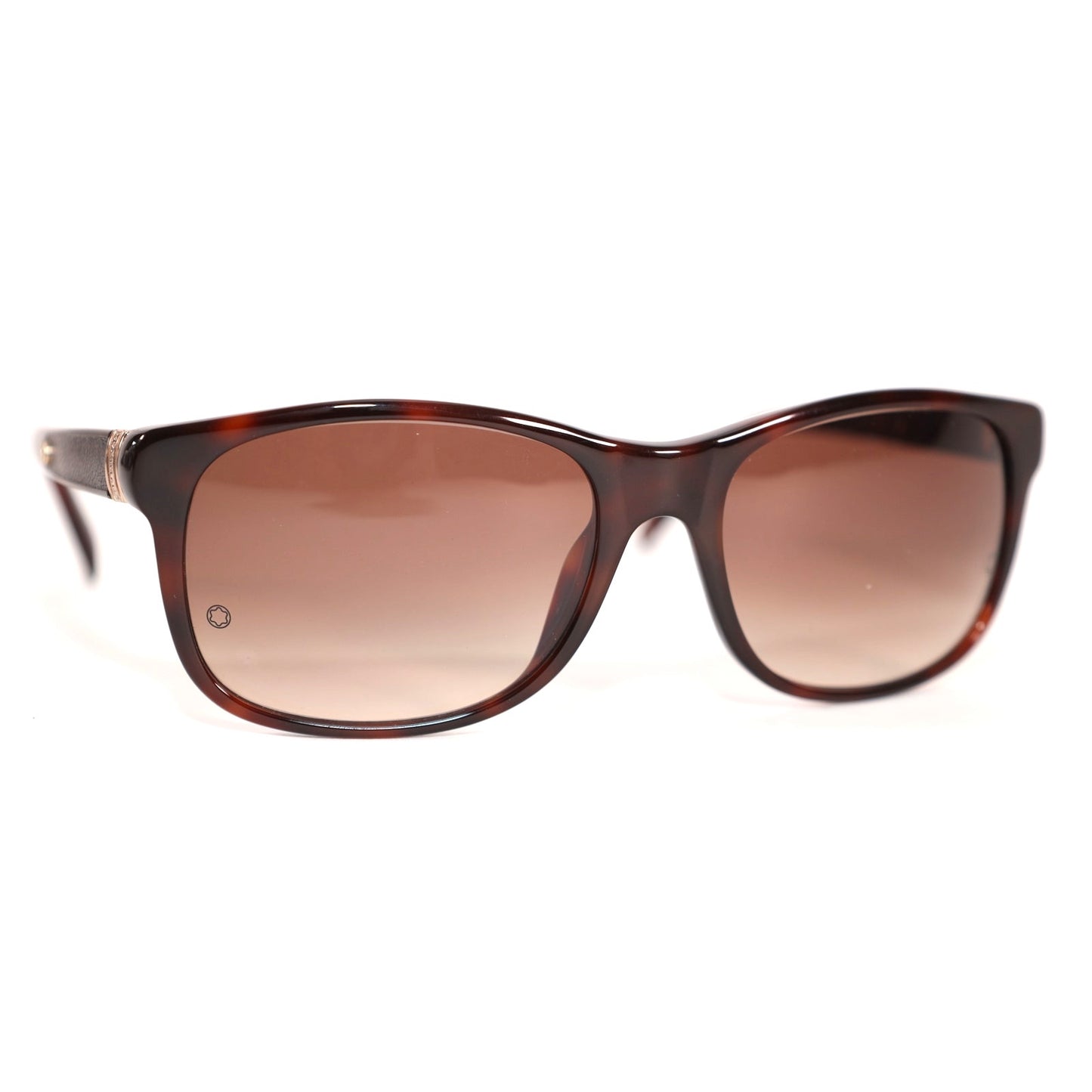 Montblanc Rectangle Men's Designer Sunglasses - Dark Brown Havana/Brown