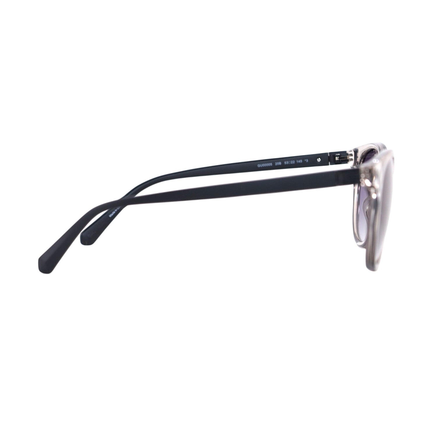GUESS Round Sunglasses – Transparent Grey / Grey Gradient – Matte Black Arms