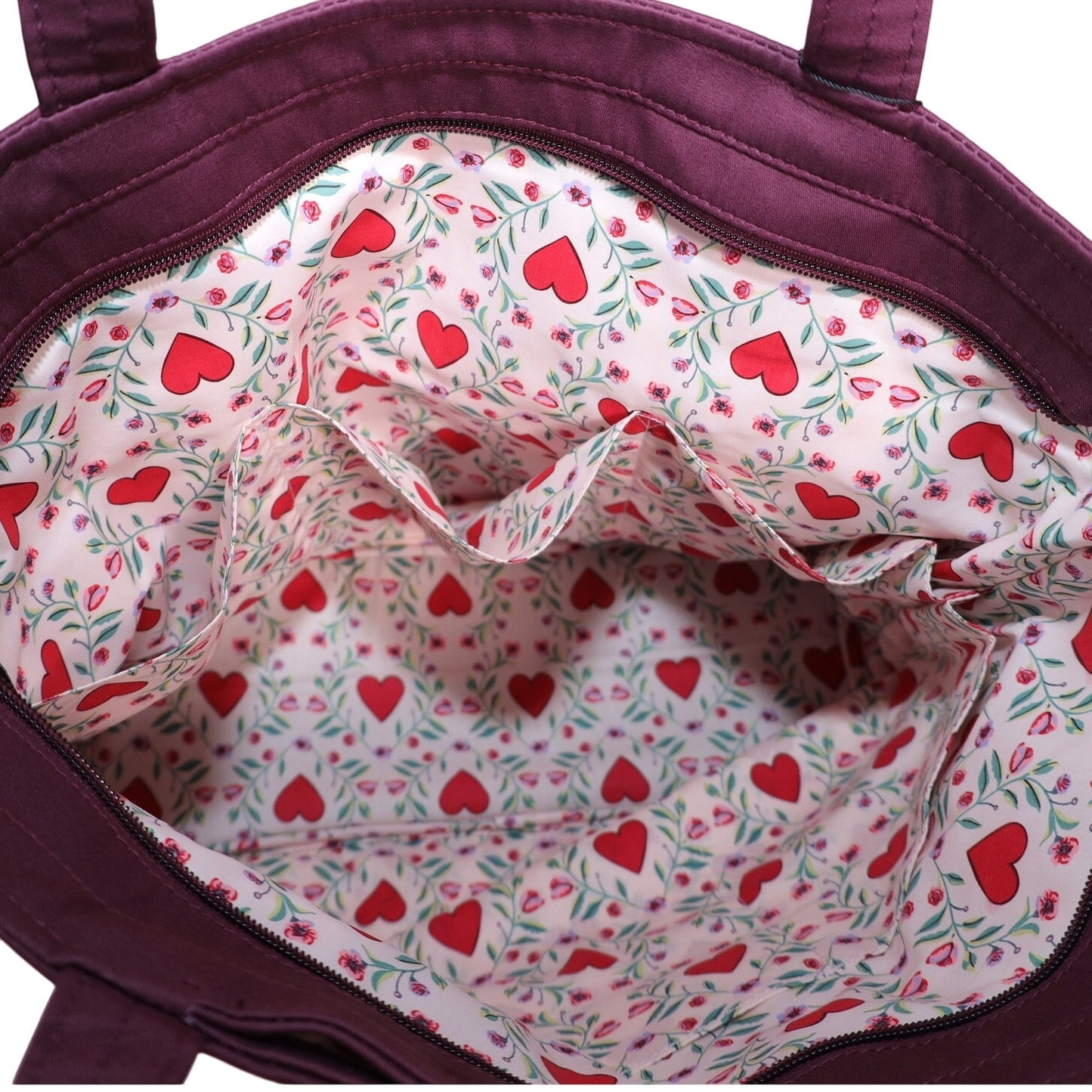 Vera Bradley Cotton Twill Vera Tote - Imperial Hearts Burgundy Red