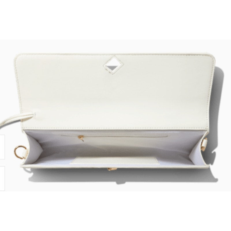 Few Moda East West Vegan Leather Clutch Bag with Crossbody Strap - Cream - NWT