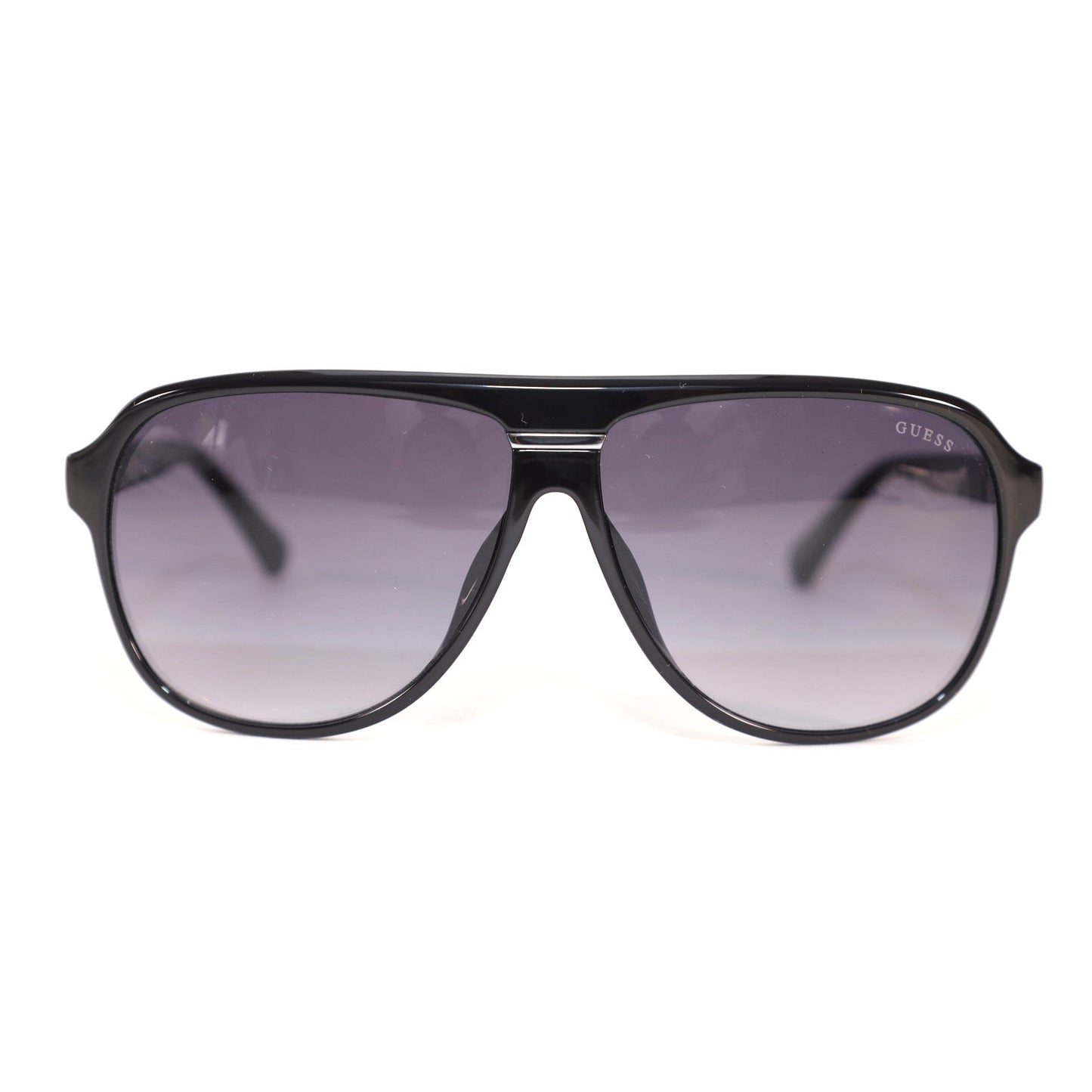 Guess Pilot Sunglasses - Shiny Black and Silver / Grey Gradient