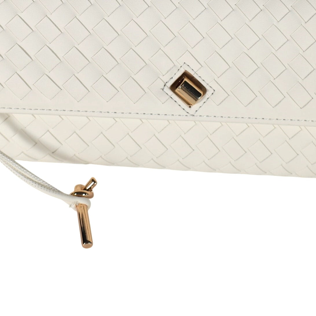 Few Moda East West Vegan Leather Clutch Bag with Crossbody Strap - Cream - NWT
