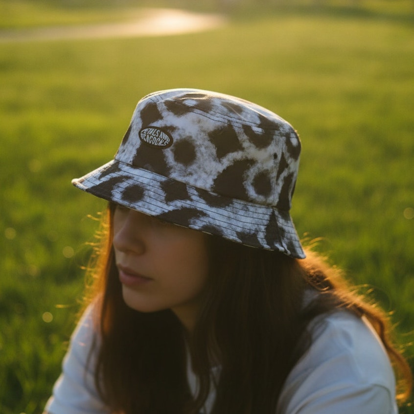 Petals and Peacocks In The Clouds Tie Dye Bucket Hat