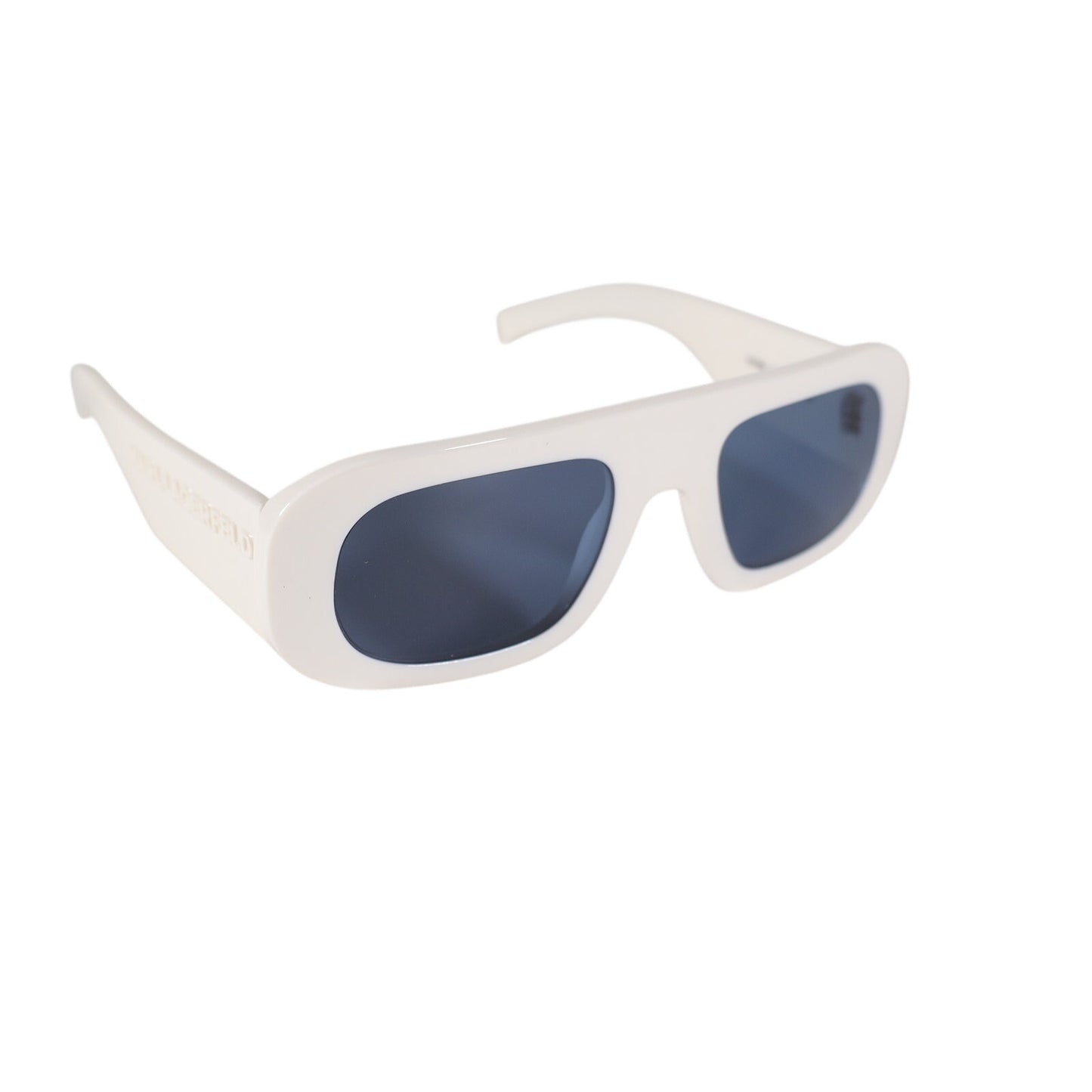 Karl Lagerfeld Oval Rectangle East West Mens Sunglasses - White / Blue