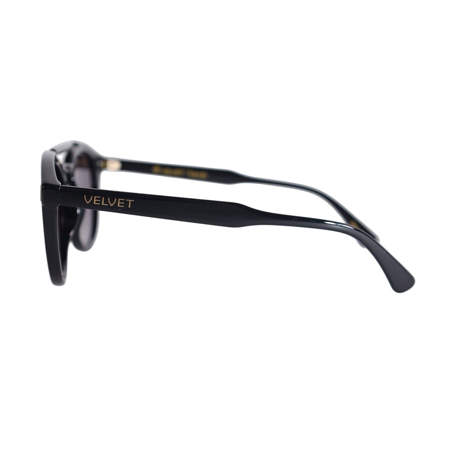 Velvet Eyewear AMELIA Round Aviator Sunglasses - Black / Gray Fade