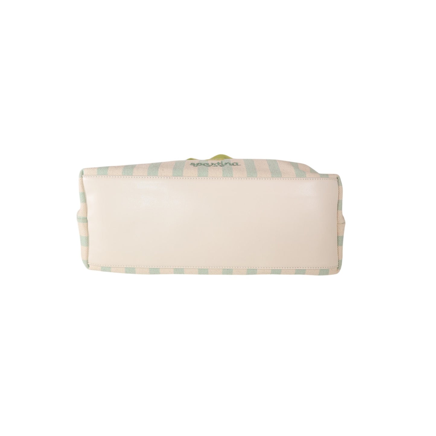 Spartina 449 Canvas Beach Tote – Sea Foam Embroidered Palm Tree Stripe