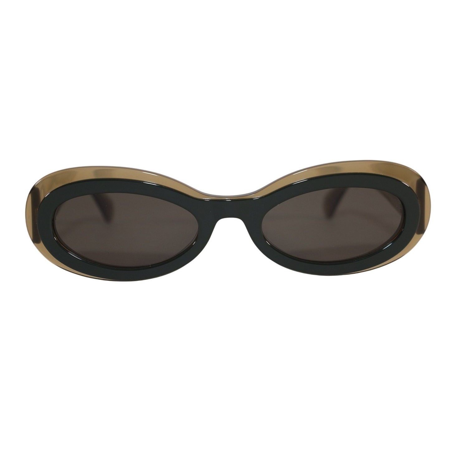 Ferragamo Narrow Oval Sunglasses - Transparent Khaki / Green / Dark Grey