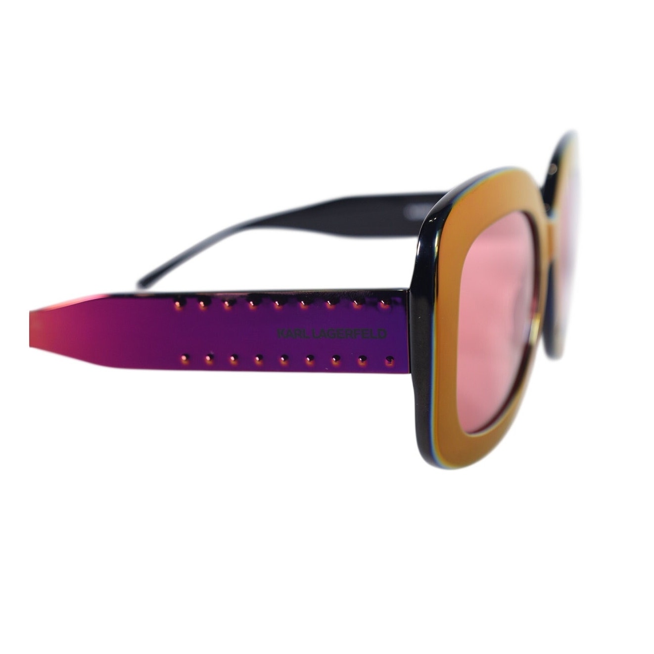 Karl Lagerfeld Oversized Square Sunglasses – Iridescent Wine Mirror