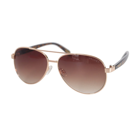 Velvet Eyewear BONNIE Aviator Sunglasses - Gold-Tortoise / Brown Gradient