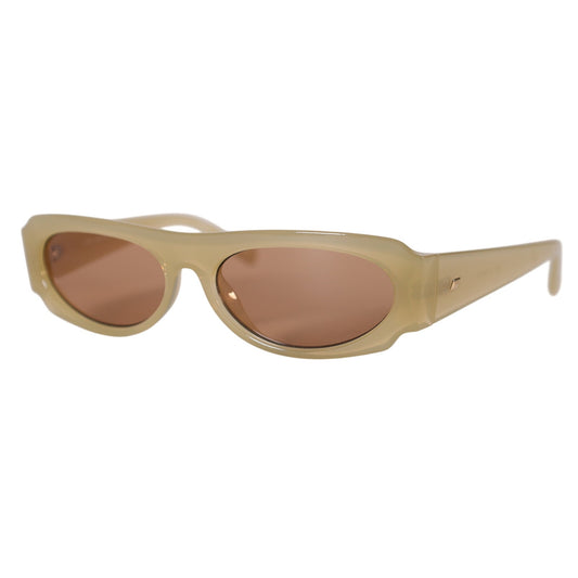 Le Specs LONG NIGHTS Narrow Rectangle Sunglasses - Pistachio / Brown