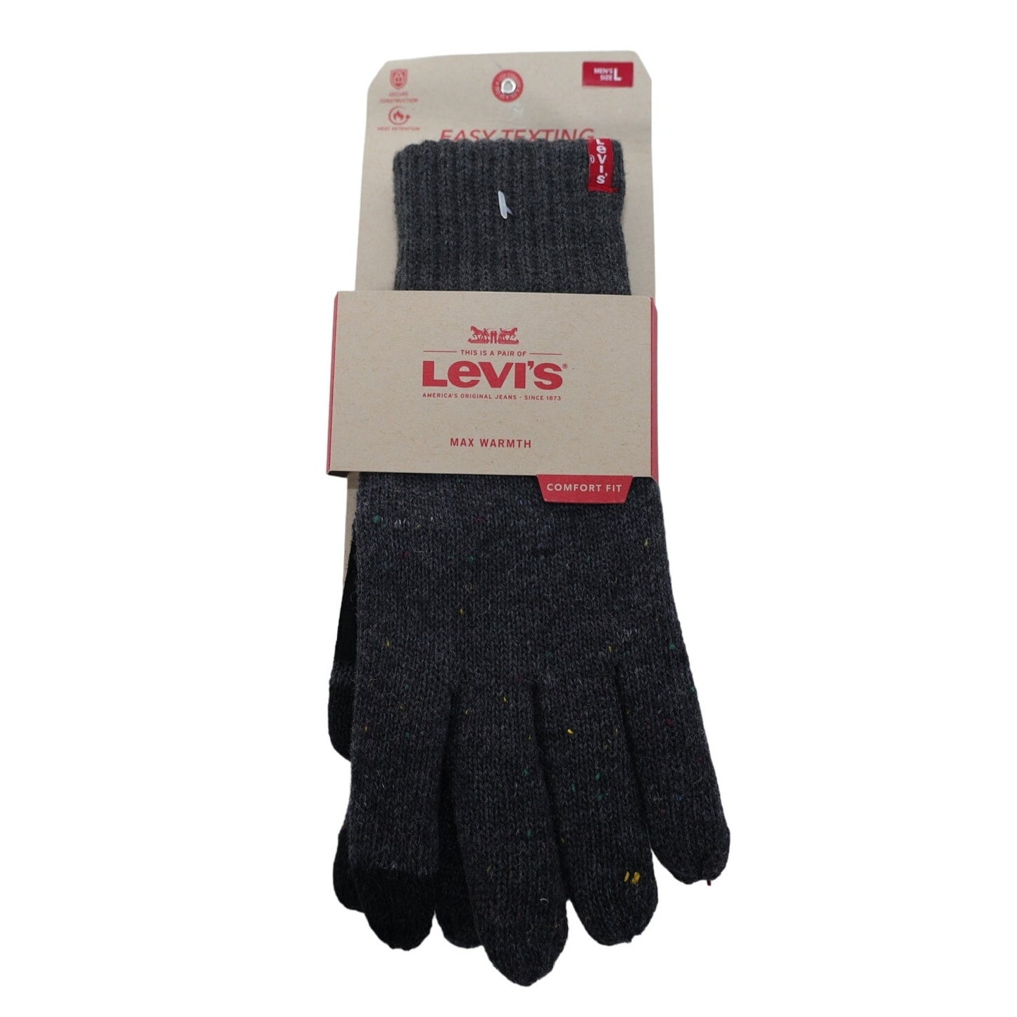 Levi's Mens Easy Texting Knit Gloves - Mens Large - Grey