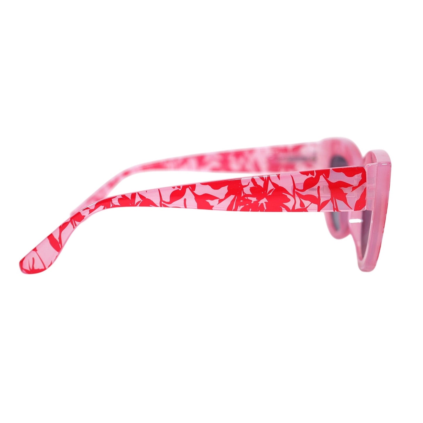 Summer & Rose Cat Eye Womens Sunglasses - Pink/Red Floral Print/Grey Lens