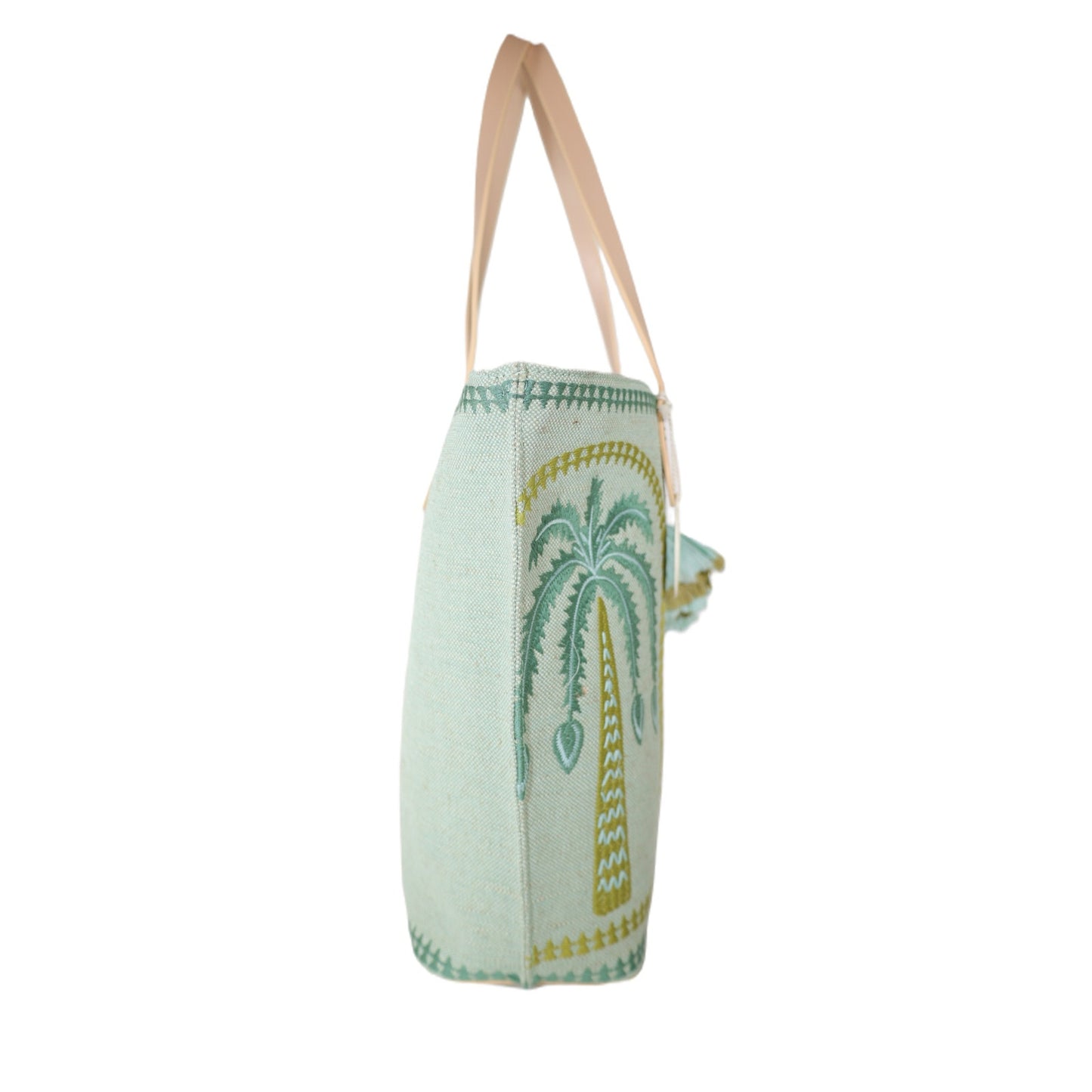Spartina 449 Fiesta Embroidered Tote Bag- Richmond Hill Sea Foam Palms