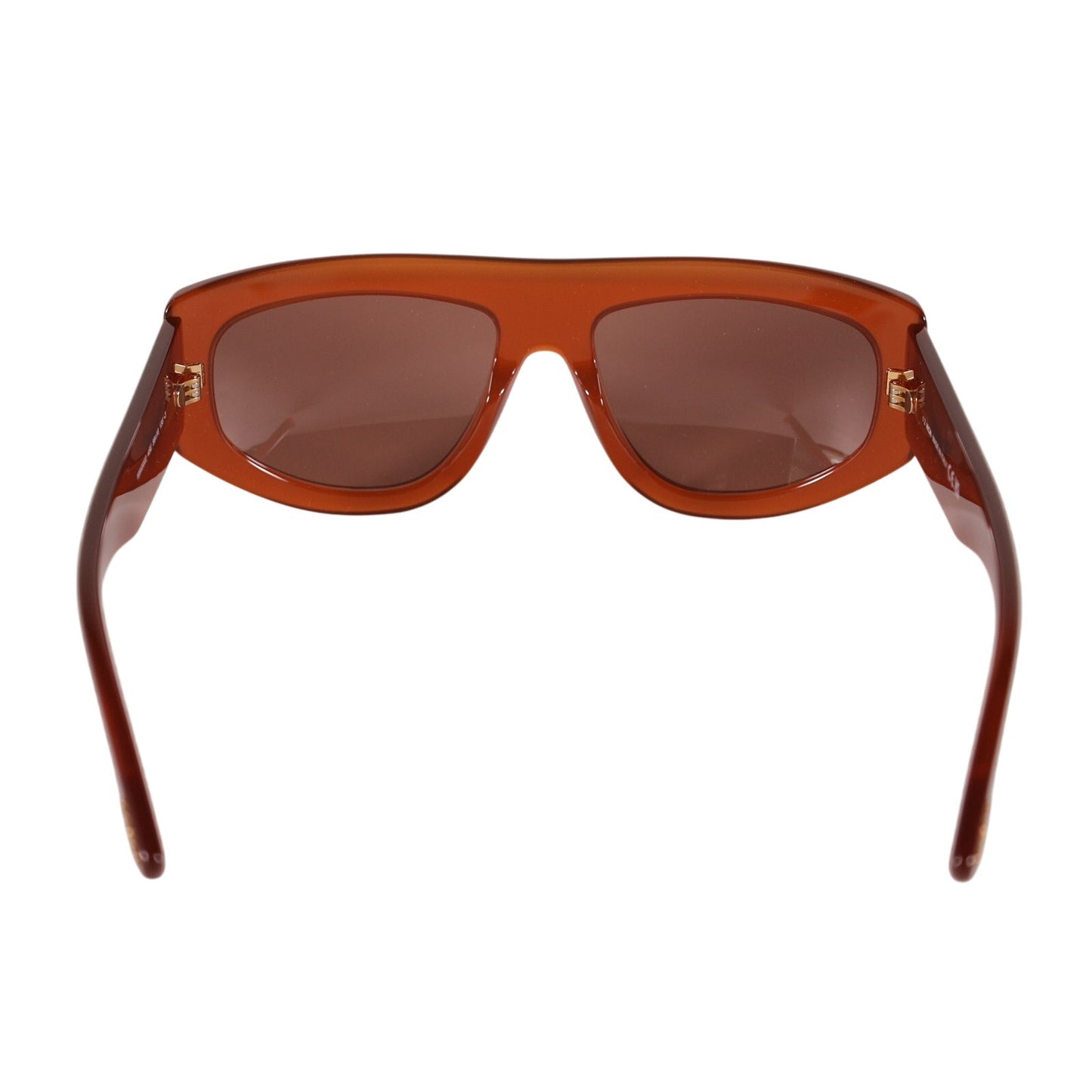 MCM Wraparound Rectangle Sunglasses - Shiny Light Brown / Brown