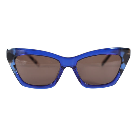 DKNY Narrow Cat Eye Womens Sunglasses – Cobalt Blue / Bone Tortoise – Retro Chic
