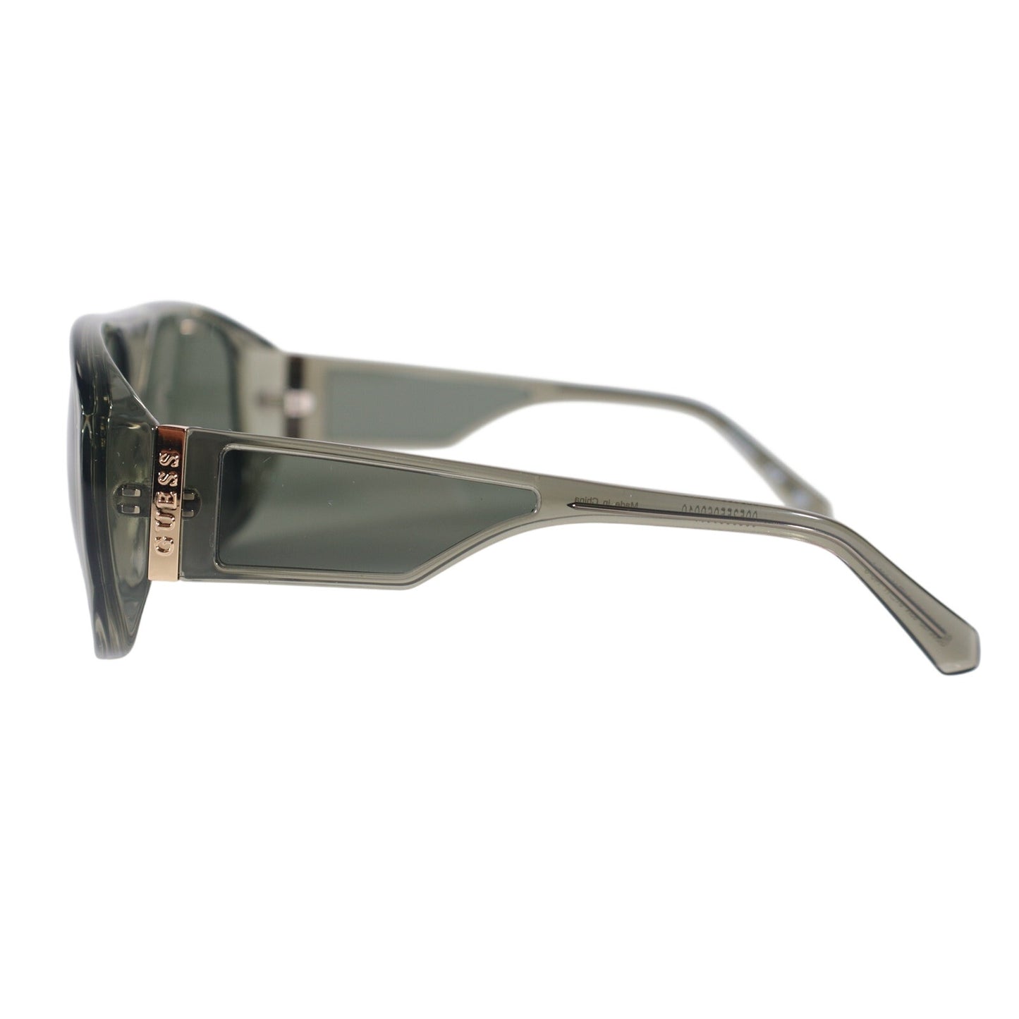 GUESS Oversized Aviator Shield Sunglasses Green Transparent Grey Lens