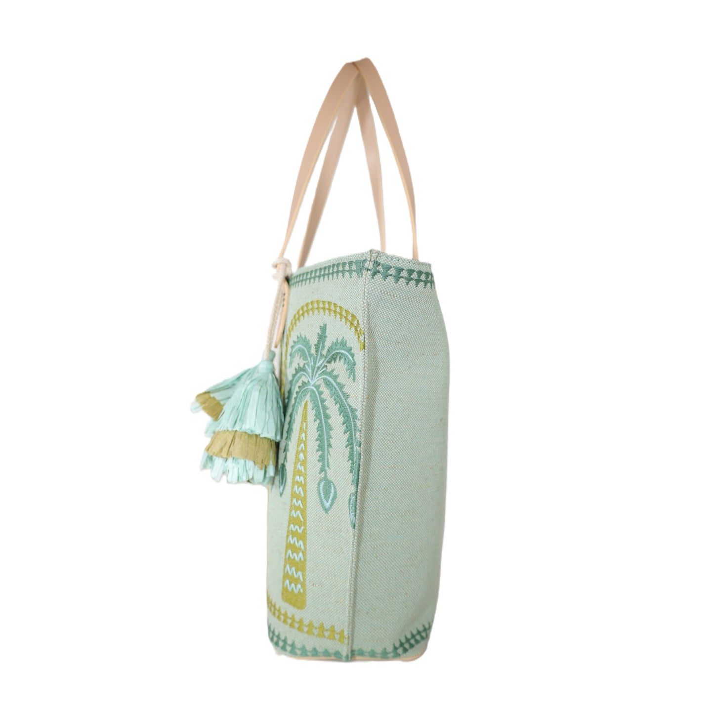 Spartina 449 Fiesta Embroidered Tote Bag- Richmond Hill Sea Foam Palms
