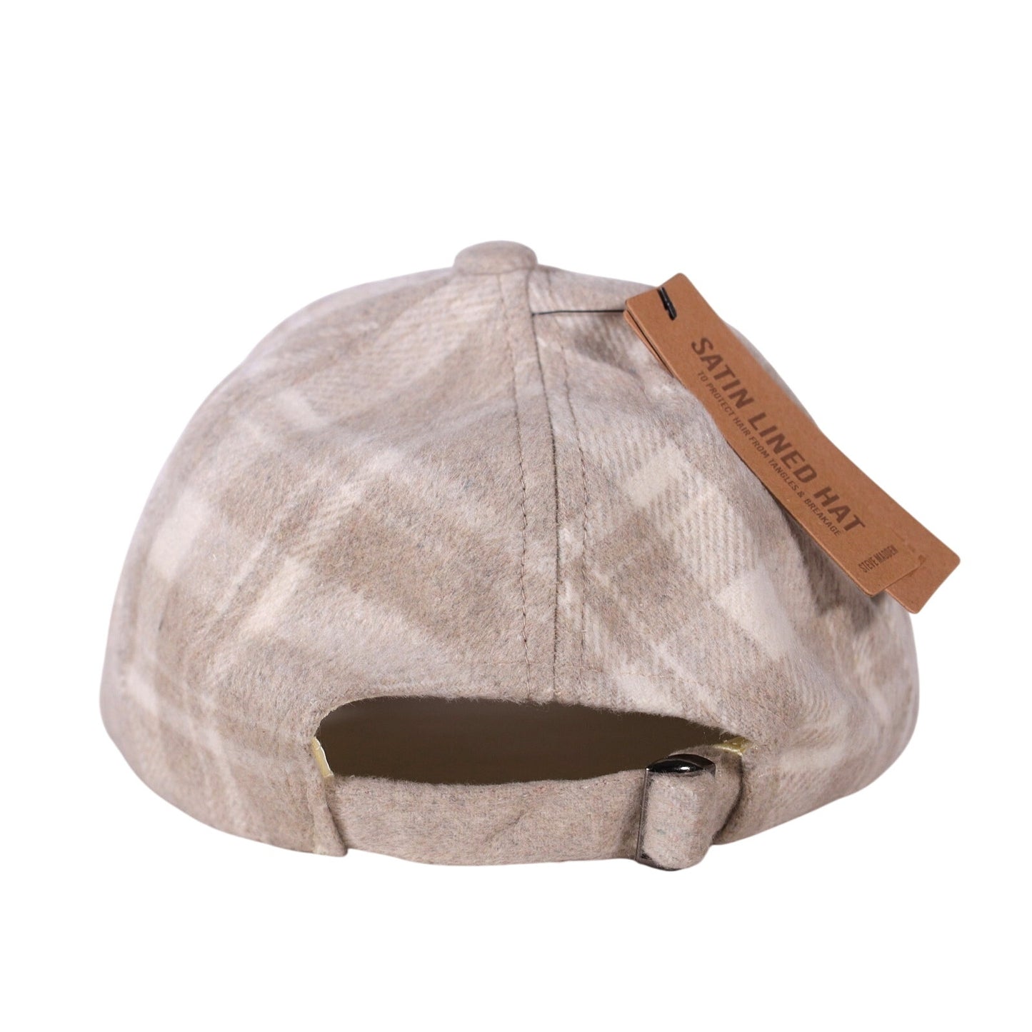 Steve Madden Iris Plaid Satin Lined Baseball Cap - One Size - Beige/Cream