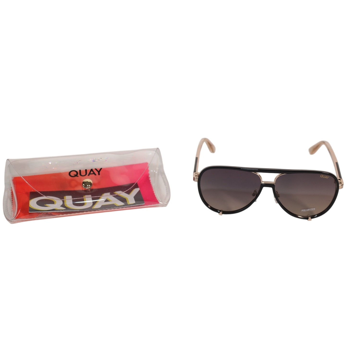 Quay Australia HIGH PROFILE Polarized Sunglasses - Black Gold / Smoke Taupe