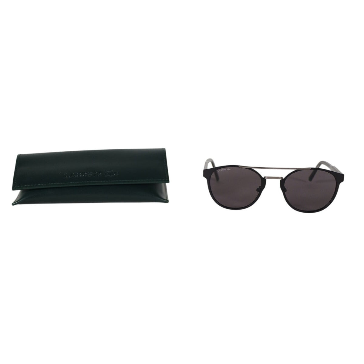 Lacoste Men's Round Metal Pilot Aviator Sunglasses - Matte Black / Grey